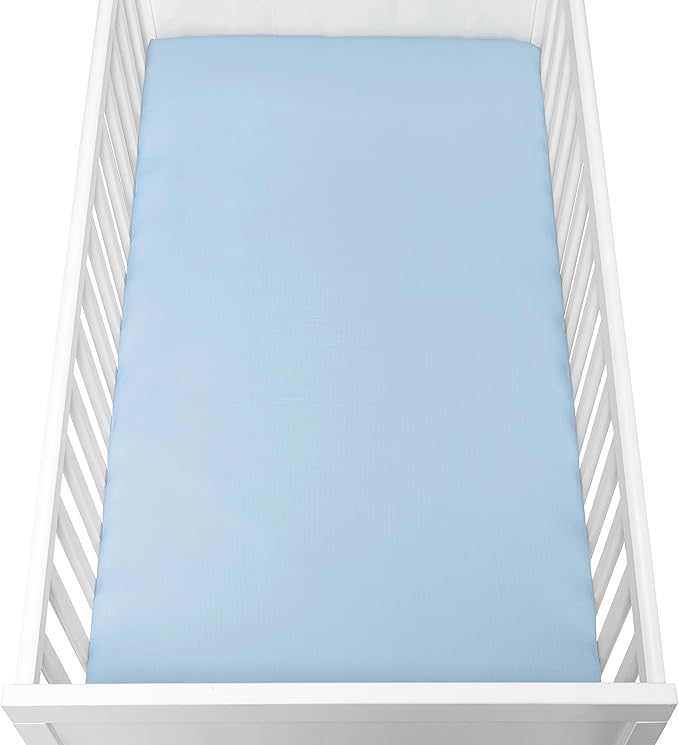 Newton Baby Fitted Mini Crib Sheets (2-Pack) | Organic Muslin Cotton, Breathable & Soft Baby Sheets, Washable Baby Mattress Sheets, Fits Mini Crib Mattresses 24" x 38", Sky Blue