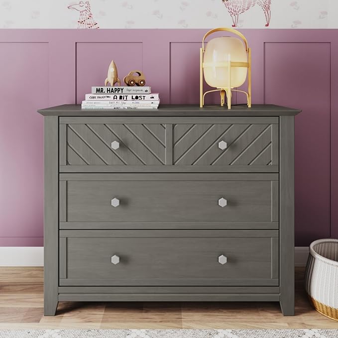 Child Craft Atwood Crib, Dresser and Chest Nursery Set, 3-Piece, Includes 4-in-1 Convertible Crib, Dresser and Chest, Grows with Your Baby (Lunar Gray)