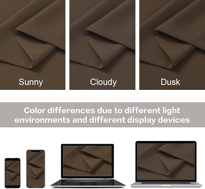 Blackout Curtains/Drapes 105 Inches Long, Light Blocking Privacy Draperies,52 inches by 105 inch,2 Panels,Brown
