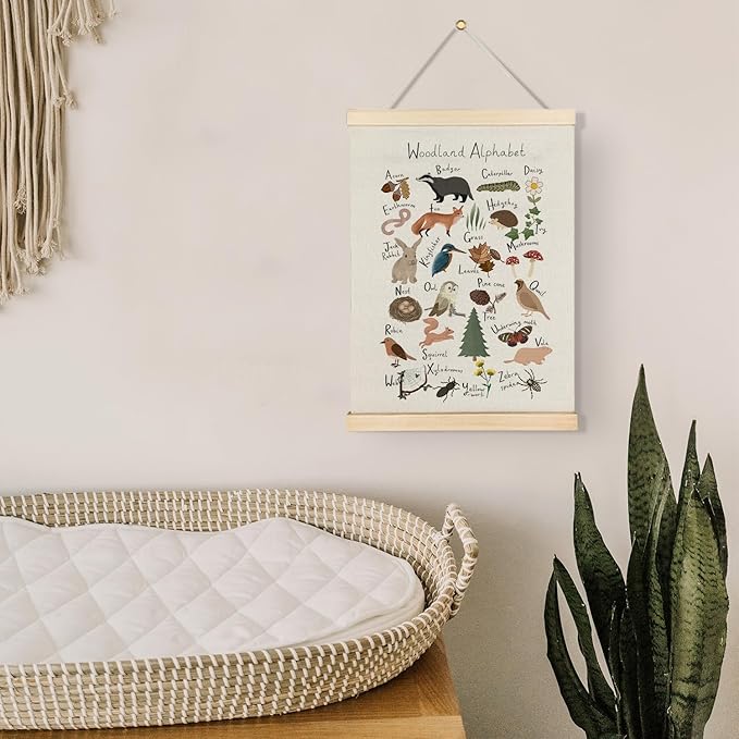 Qvapt Alphabet Banner ABC Posters - Alphabet Posters, Cartoon Wild Animal Posters 16x24 with Hanger, Kids Room Home School Classroom Decor