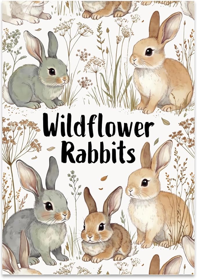Wildflower Rabbits - Nursery Art - 13x19 Poster Print - Pastel Decor