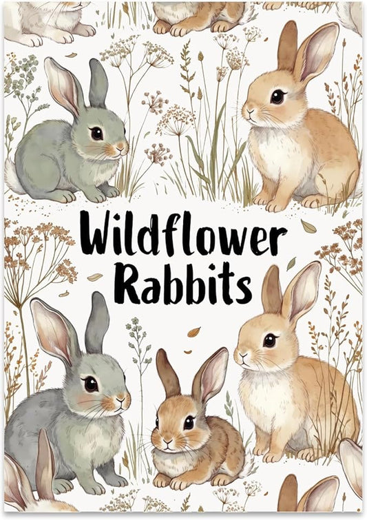 Wildflower Rabbits - Nursery Art - 13x19 Poster Print - Pastel Decor
