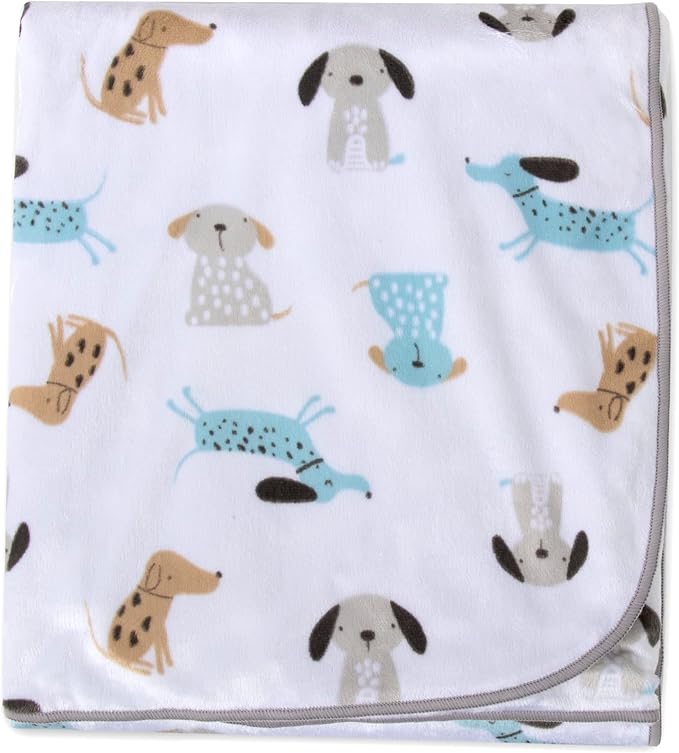 Sherpa Fleece Baby Blankets for Boys and Girls – Colorful, Reversible Baby Blankets for Newborns, Infants, Toddlers, and Nursery (Puppy Grey)