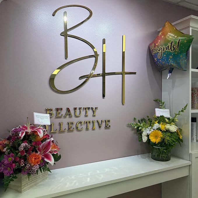 Custom Business Logo Sign, Handmade Professional 3D Laser Cut Acrylic Stainless Steel Letter Personalized for Wall, Salon Office Company Retail Studio Cafe Man Cave Bar Club Wedding Business Home