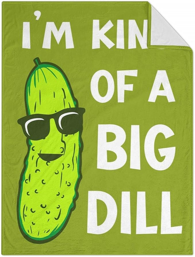 Pickle Throw Blanket for Women Men - 60x80 Inches Twin Size - Soft Fluffy Cozy Blankets Gift - Green Funny Blanket Throws for Bed, Sofa, Winter