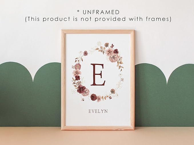 Personalized Name Flower Nursery Wall Art Prints, Crib & Nursery décor, Newborn Baby Girl Gift Present, Floral Baby Girl Room Pictures, Poster For Baby And Kids (6 Prints, Flower 1)