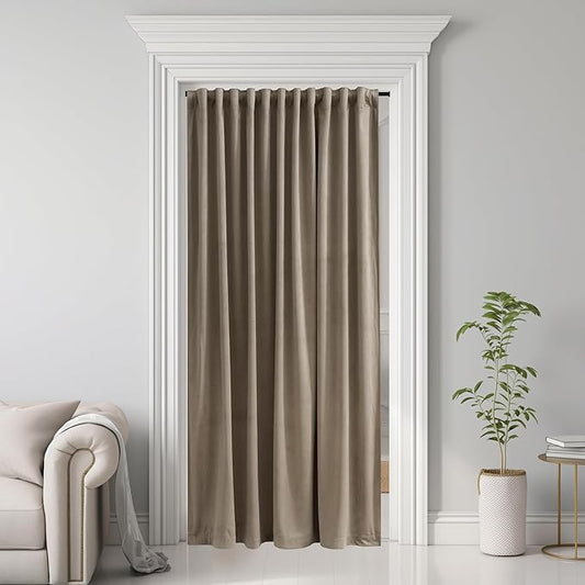 StangH Wide Doorway Curtain 80 inches Long Camel Beige Room Darkening Privacy Protect Room Divider Back Tab Thermal Insulated Drapes for Closet Living Dining Room, W62 x L80, 1 Panel