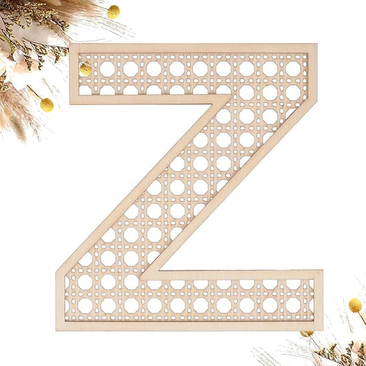 Wooden Rattan Letters 8 inch Wood Letters Z for Wall Decor Crafts Boho Nursery Decor for Baby Shower Wedding Bedroom Name Signs Large Rustic Letter Home Decoration
