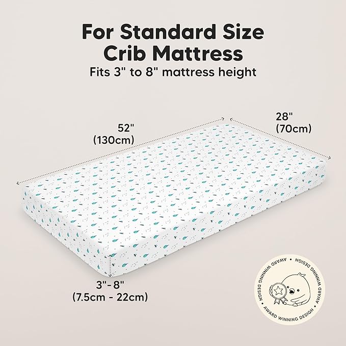 KeaBabies 2-Pack Baby Crib Sheets for Boys, Girls - 52x28 Viscose Derived from Bamboo Toddler Bed Sheets Neutral, Fitted Crib Mattress Cover for Standard Baby Bedding, Soft & Cozy (Space Quest)