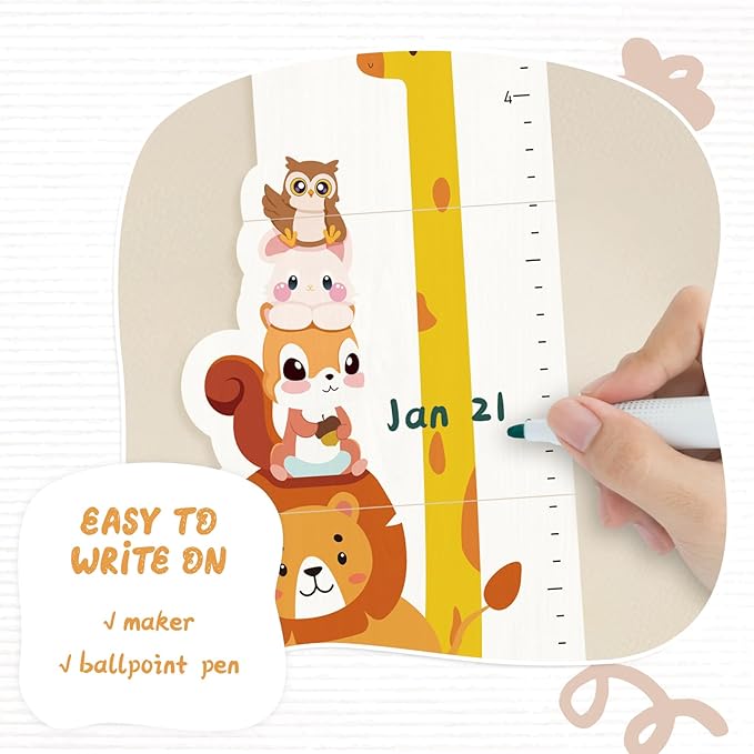 Personalized Name Growth Chart for Kids, Zoo Kids Growth & Measuring Chart in Inches, Fun & Stylish Height Tracker for Children, Growth Ruler