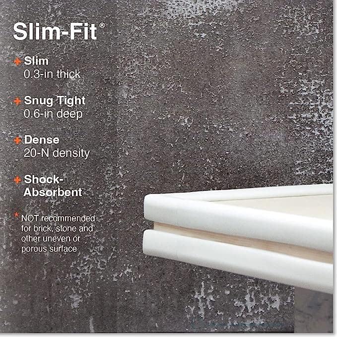 Roving Cove Slim-Fit Corner Edge Protector for Baby Proofing (Small 15ft Edge 4 Corners), Furniture Safety Bumper Guard, Soft NBR Rubber Foam, 3M Adhesive, Oyster White (Off White)