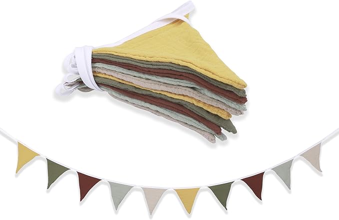 Pennant Banner Flags,Infant and toddler room decoration pennant,for Nursery Decor Baby Birthday Boho Wedding Shower Party Event (Yellow and red banner)