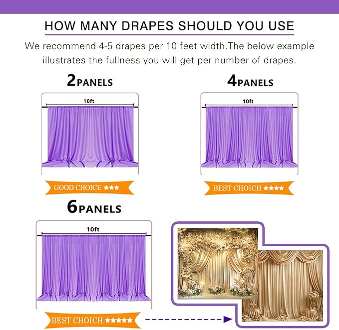 10x10ft Purple Curtains Wedding Backdrop Wrinkle Free Purple Photo Curtains Backdrop for Baby Shower Photoshoot Engagement Wedding Birthday Photography YUNBSDJ149
