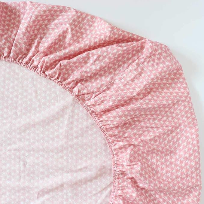 100% Cotton Crib Bedding Set for Baby Boys Girls,3 Pcs Baby Bed Linen Include Duvet Cover,Fitted Sheet,Pillowcase,Nursery Decoration,No Filler(Pink)