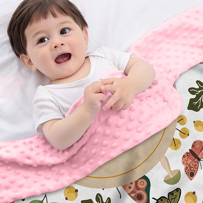 Personalized Baby Blankets for Boys Girls, Custom Name Mushroom Pattern Baby Blanket, Soft Receiving Blanket for Newborns and Toddlers, Ideal for Baby Showers and Nursery Decor