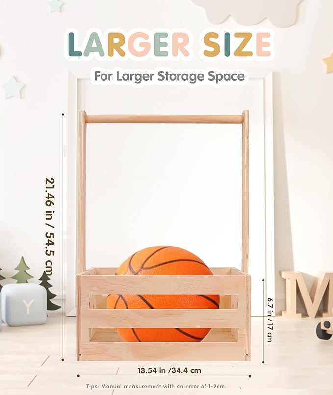 Wooden Baby Shower Crate Closet, Baby Shower Basket with Garland, Welcome Gift Basket Wooden Crate for Baby Shower, Newborn Boys Girls Pregnancy Gifts for New Parents-13.5" L