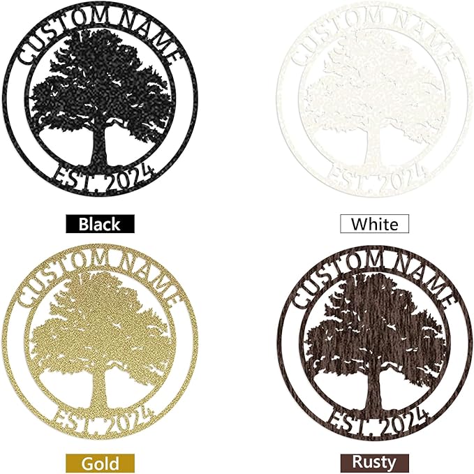 Personalized Metal Yard Sign | Custom Signs Outdoor Metal | Tree Metal Wall Art for Front Door Porch Garden | Personalized Camping Signs | Custom Family Name Sign Woodland Nursery Decor