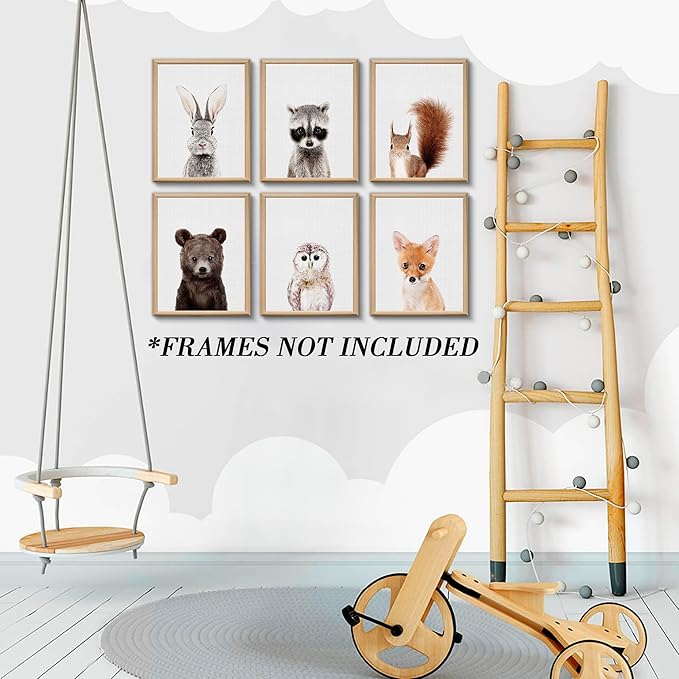 Jungle Safari Decor - Cute Animal Wall Art, Baby Bedroom Decor (8"x10", UNFRAMED) (Forest)
