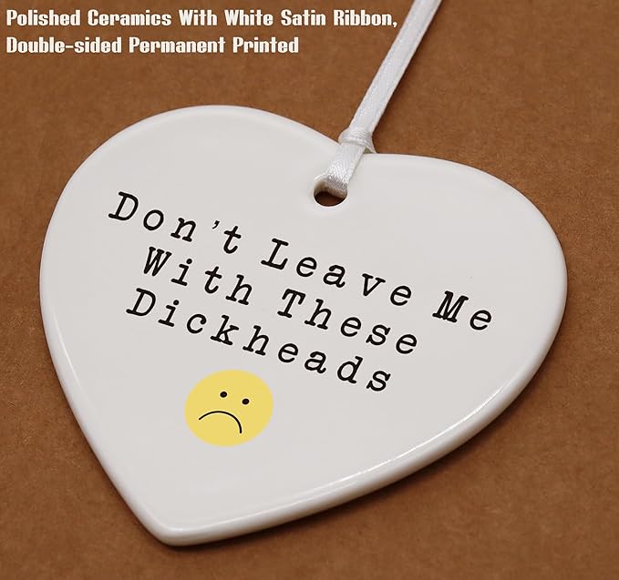Heart Shaped Christmas Ornament-Colleague Promotion New Job Gift-Funny Farewell Goodbye Don’t Leave Me Appreciation Present for Coworker Leader Teacher Ceramic Keepsake Decor
