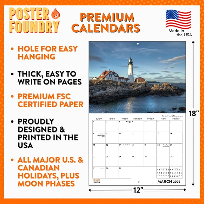 Solar System Calendar 2026 Planets Space Kids Monthly Wall Calender 12 Month | American Made In The USA