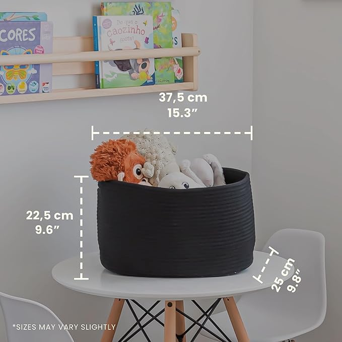 OrganiHaus Set of 3 Black Woven Storage Baskets for Shelves, Decorative Organizer Bins for Closet, Bathroom & Living Room, Multipurpose Home Organization Baskets, Toy Storage Basket - 15x9x10 inches