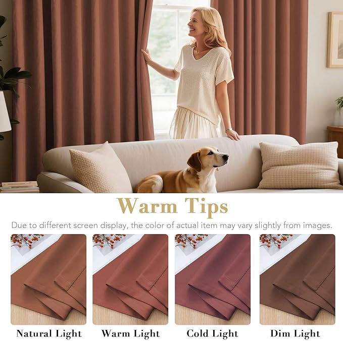 H.VERSAILTEX Room Darkening Curtains for Living Room Light Reducing Thermal Insulated Window Treatment Panels/Drapes Grommet Top 2 Panels (Washed Spice - 52 x 72 Inches)