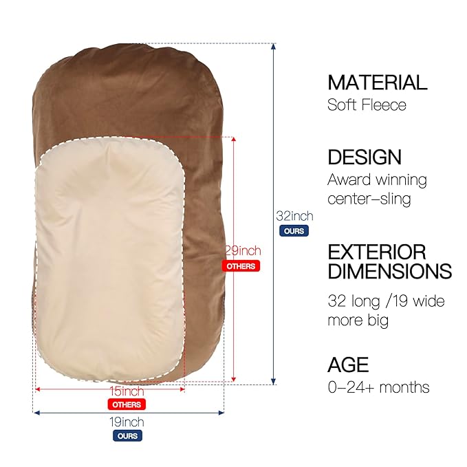 Baby Lounger for Newborn - Snuggle Cozy Me Lounger | Breathable Soft Cotton, 0-24 Months Portable Playtime Baby Nest, Newborn Baby Essentials Gifts- Brown (1 Lounger + 1 Cover)