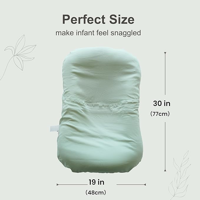 CooCooBaby Infant Lounger, Baby Nest Cover for Baby Girls & Boys, Newborn Essentials for Baby 0-12 Months, 100% Cotton Breathable (Sage Green)