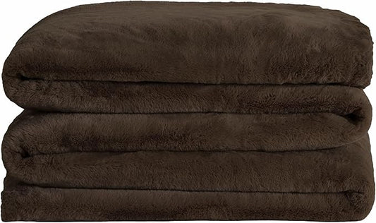 UnHide Cuddle Puddle - Faux Fur Blanket - Oversized, Lightweight, Extra Soft Blanket - Machine Washable - Add a Layer of Softness to Any Bed or Couch - 100” x 100” - Chocolate Hair