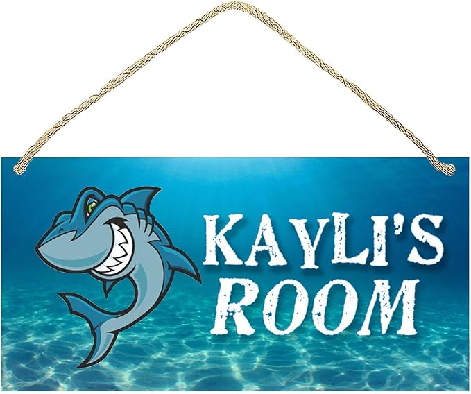 Personalized Name's Cartoon shark underwater-style Nursery Kid's Children's Girls Bedroom Door Sign Wood Plaque Sign Wall Decor Gift