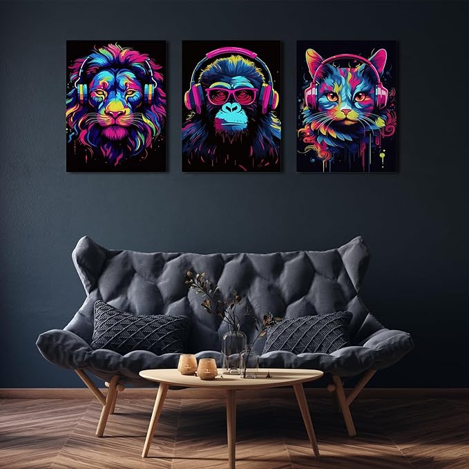 Shwing Framed Teen Boys Gaming Room Decor Wall Art, Set of 3 Canvas, 12'' x 16'' Read to Hang