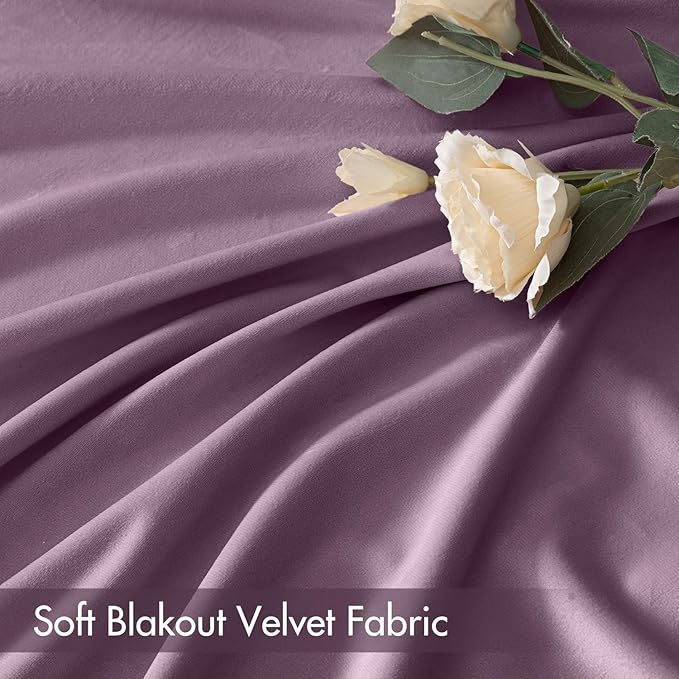 MIULEE Lavender Velvet Curtains Thermal Insulated Blackout Curtain Drapes for Bedroom Living Room Darkening 90 Inches Long Curtains Panels Rod Pocket Set of 2