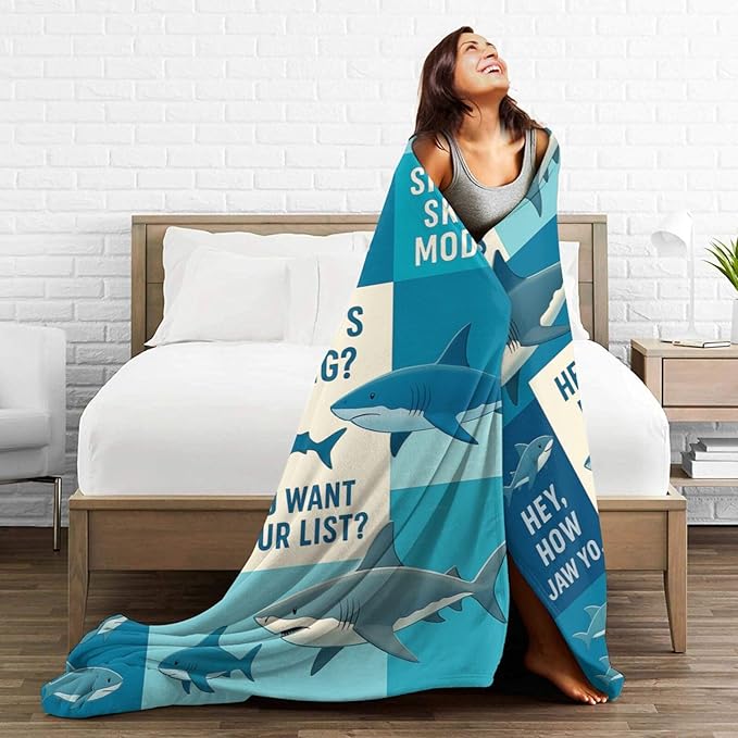 Shark Fleece Throw Blanket Fuzzy Plush Super Soft Cozy Warm Stuff Bedding Blanket Gifts for Whale Shark Lover Boys Girls Kids Adult Men Women 50"X60"
