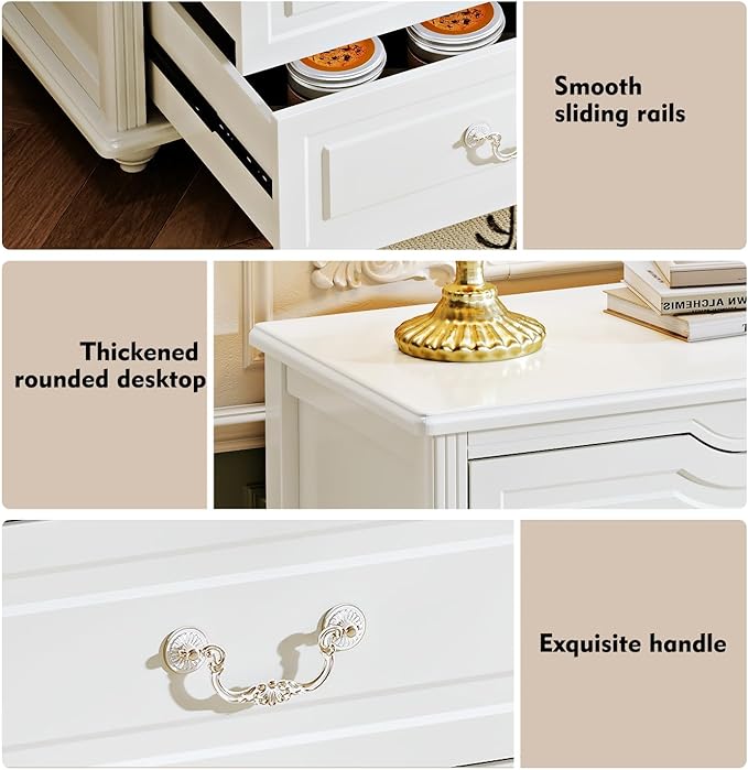 Modern 6 Drawers Dresser Chests for Bedroom,TV Stand,47.2 Wide Chest of Drawers with Handle,Clothes Organizer,Large Storage Cabinet for Living Room,Hallway,with Anti-Tipping Device,White