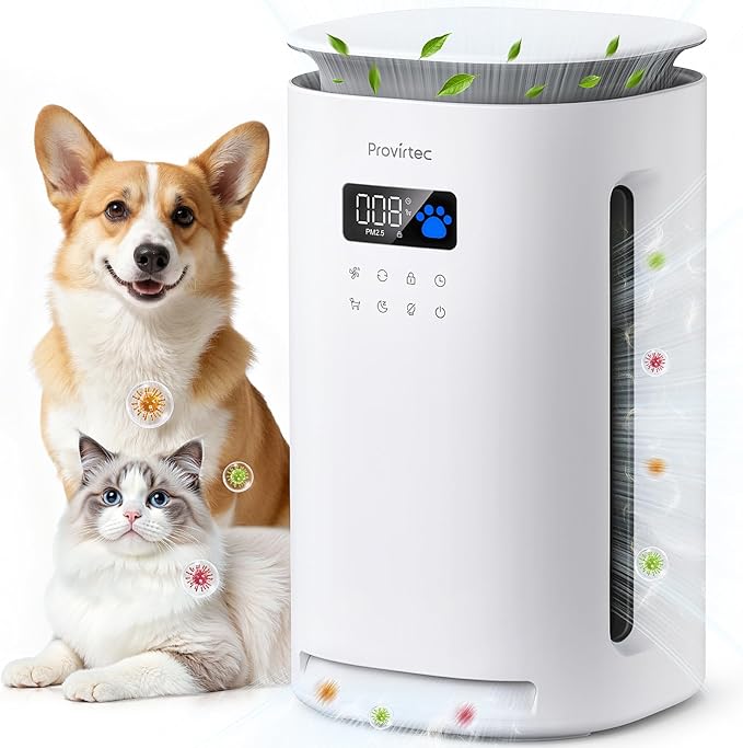 Pro-Level Air Purifier for Home Pets, No More Odor, Pet Floating Fur & Dander Worries, 360° Wide Intake, H13 True HEPA, Auto/Pet Mode & Washable Pre-Filter,Ultra Quiet for Bedroom/Large Room