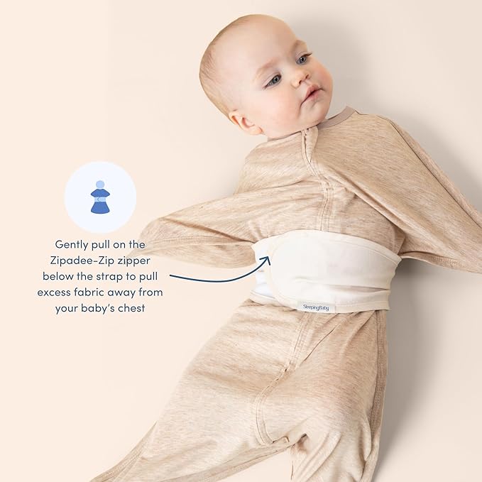 SleepingBaby Fleece Zipadee-Zip Transition Swaddle and Snuggle Strap Bundle - Roomy Baby Swaddle Blanket with Zipper Convenience and Wearable Blanket Accessory, Perfect Penguin, Medium (6-12 Month)