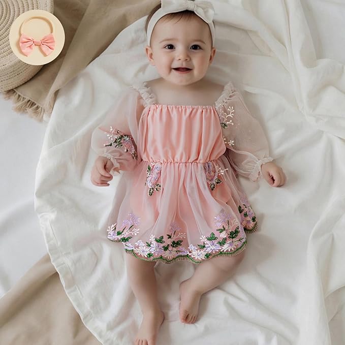 Giraropa Baby Girl Fall Winter Clothes Long Sleeve Romper Dress + Socks + Headband Newborn Infant Cute Casual Outfits