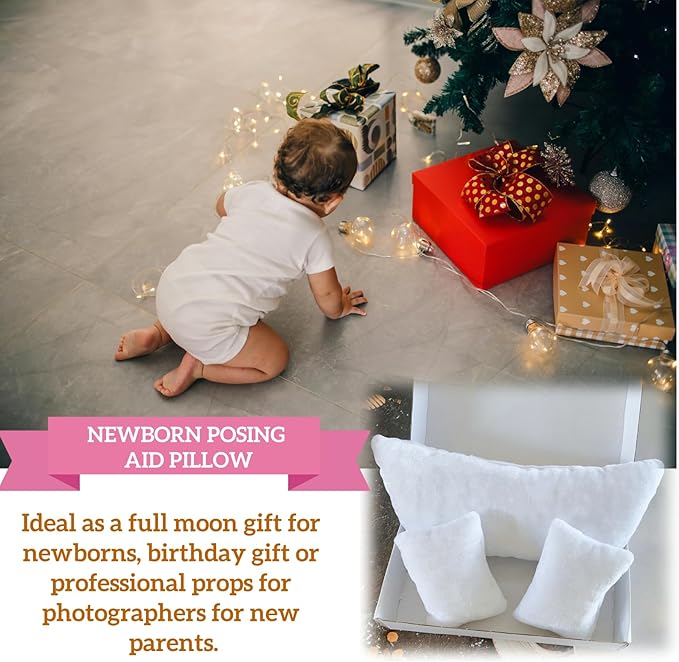 3 PCS Newborn Photography Props, 0-3 Months Baby Posing Pillow, DIY Newborn Professional Photograph Shoot Set (White)