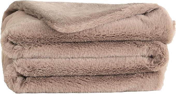 UnHide Lil’ Marsh - Faux Fur Blanket - Durable, Lightweight, Extra Soft Blanket - Machine Washable - Mocha Shar Pei, X-Small (34” x 44”)