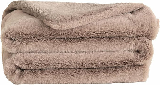 UnHide Lil’ Marsh - Faux Fur Blanket - Durable, Lightweight, Extra Soft Blanket - Machine Washable - Mocha Shar Pei, X-Small (34” x 44”)