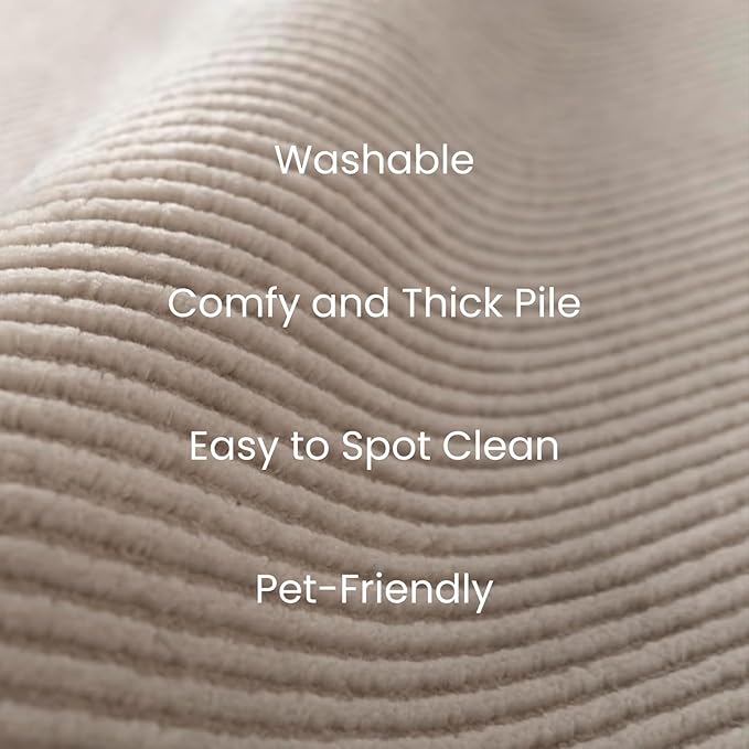 Revival Rugs Stripe 5'3"x8' Washable Area Rug for Living Room Bedroom - 100% Recycled Oeko-TEX Certified, Medium Pile, Taupe