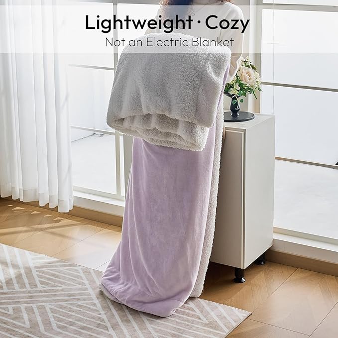 NANPIPER Warm Sherpa Blanket King Size for Bed, Soft Fleece for Winter, Fuzzy Plush Throw Gift for Women, Lavender 90x108 Inches