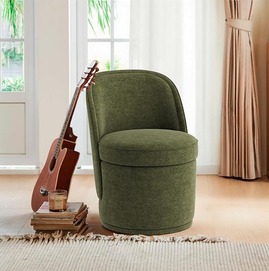 Swivel Accent Chair, 360° Swivel Chair with Hidden Storage, Modern Small Barrel Swivel Armchair for Living Room/Bedroom, Green