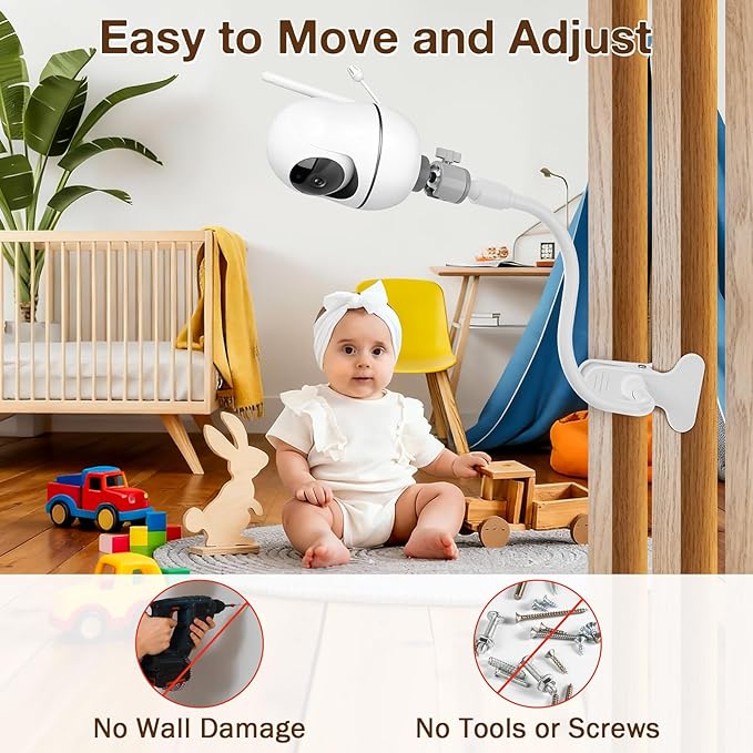 Baby Monitor Mount, Flexible Gooseneck Clip Clamp Stand Holder Compatible with HelloBaby, VTech, TP-Link, Kasa Smart, GoodBaby, Tapo, Eufy Security, Babysense, Vtimes, Kidsneed