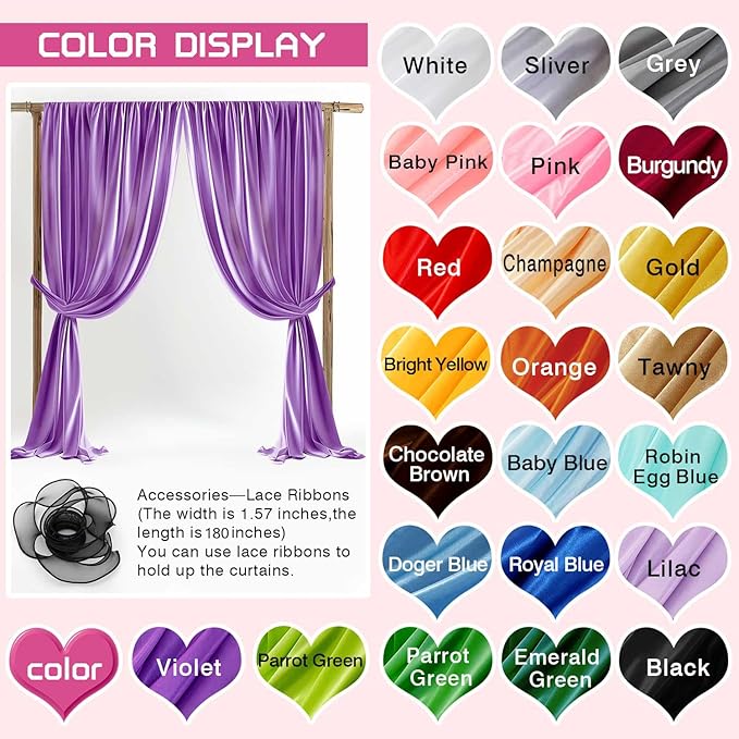 10x10ft Purple Curtains Wedding Backdrop Wrinkle Free Purple Photo Curtains Backdrop for Baby Shower Photoshoot Engagement Wedding Birthday Photography YUNBSDJ149