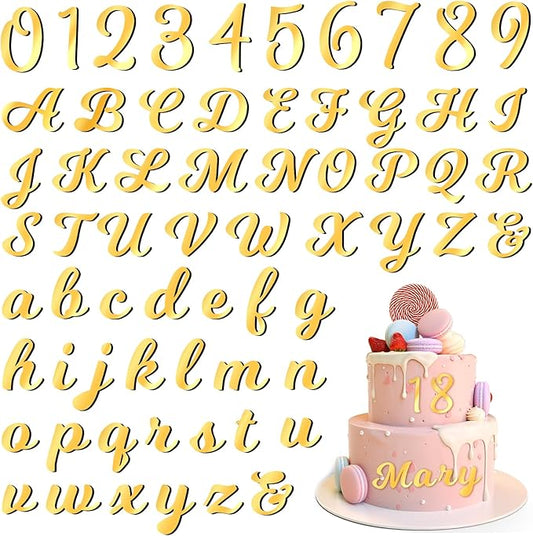 126 PCS Custom Name Cake Topper Acrylic Letters DIY Personalized A-Z & 0-9 Number Alphabet Cake Decoration For Wedding Anniversary Baby Shower Party Birthday Supplies（Gold）