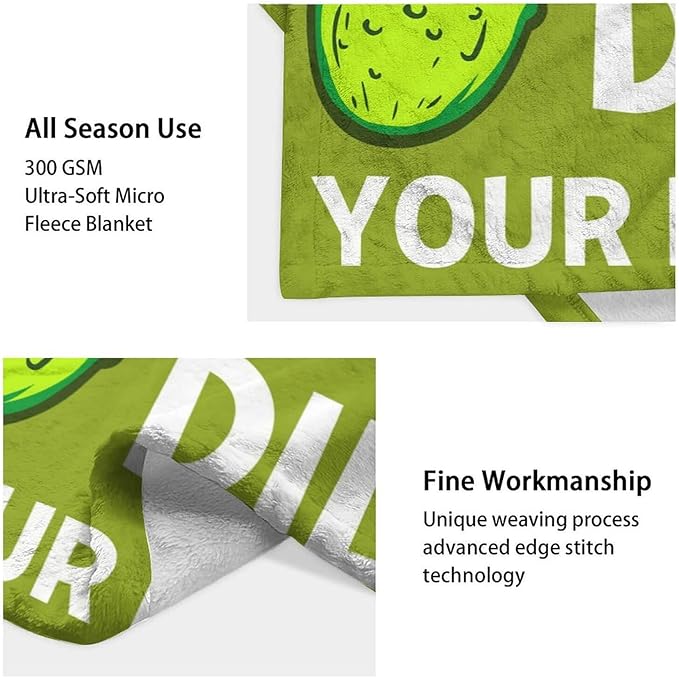 Custom Pickle Throw Blanket for Women Men - 60x80 Inches Twin Size - Soft Fluffy Cozy Blankets Gift - Green Funny Blanket Throws for Bed, Sofa, Winter
