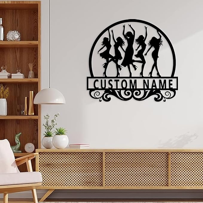 Custom Dance Girl Metal Sign with Dancer Silhouette - Personalized Wall Art for Dance Studio, Unique Teacher Gift, Add Name, Instructor Plaque for Home Decor,Bar, Dance Hall, Party Sign