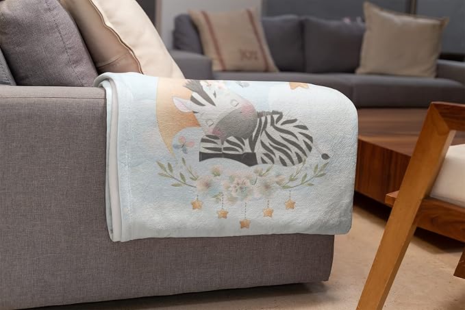 Personalized Baby Blankets with Name | Custom Zebra Baby Blanket for Boys and Baby Girls | Unisex Warm Soft Fleece Swaddle Blanket Minky | (Zebra, Fleece 60"x80")