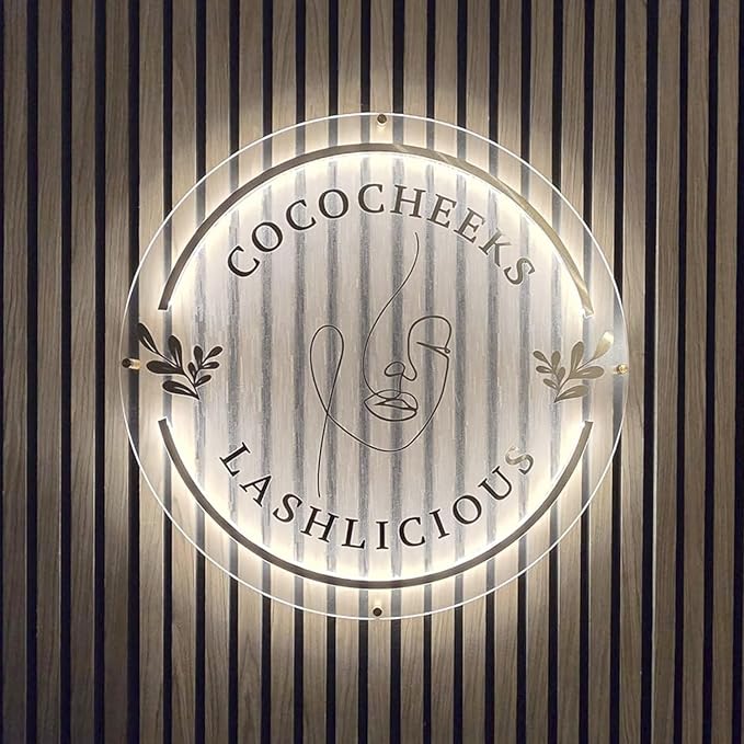 Custom Backlit Logo Sign, Personalized Floating Backlight Metallic/Acrylic LOGO for Business Wall, Large Illuminated Neon Sign Customizable Picture for Spa Beauty Studio Office Room Storefront Decor